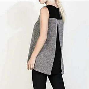 Sleeveless Grey & Black Split-Back Women's Top